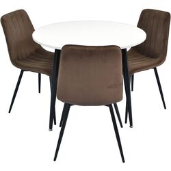 Set de sufragerie Evelin DT 404-3 + XR-154 B White/Brown (1+3)