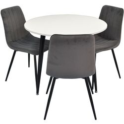 Set de sufragerie Evelin DT 404-3 + XR-154 B White/Dark Grey (1+3)