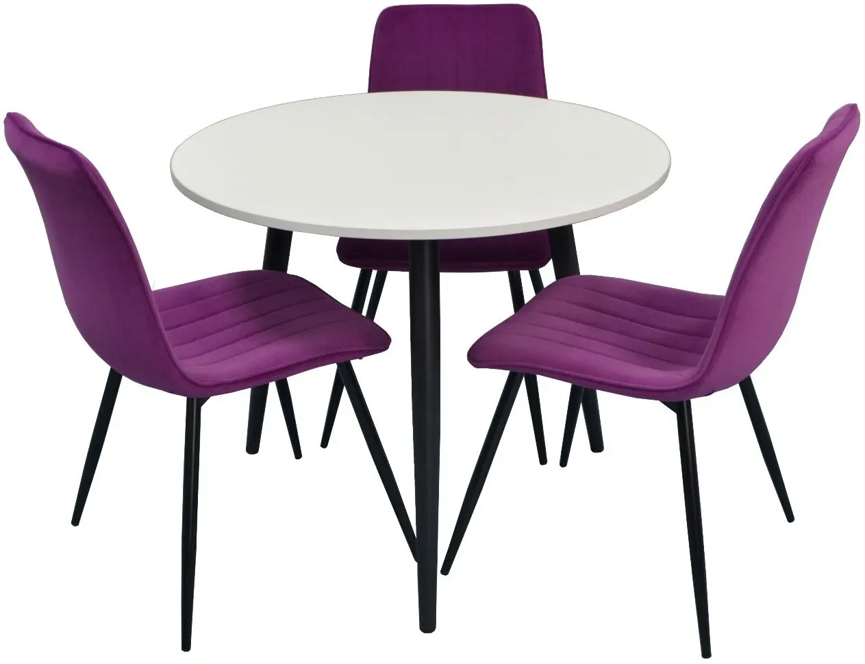 Set de sufragerie Evelin DT 404-3 + XR-154 B White/Lilac (1+3)