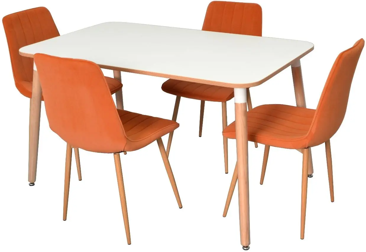 Set de sufragerie Evelin DT 405-1 + XR-154 W White/Orange (1+4)