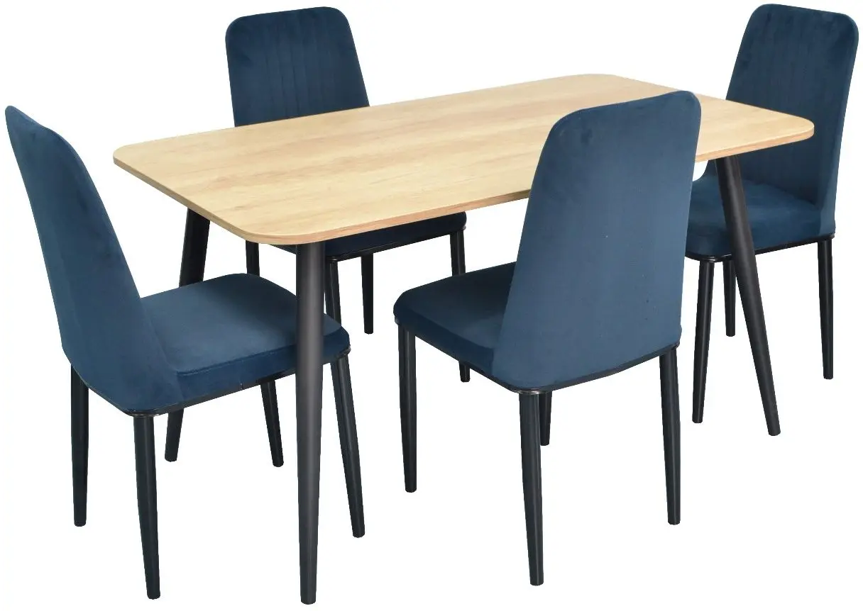 Set de sufragerie Evelin DT 405-2 + LC-619 B Wood/Blue (1+4)