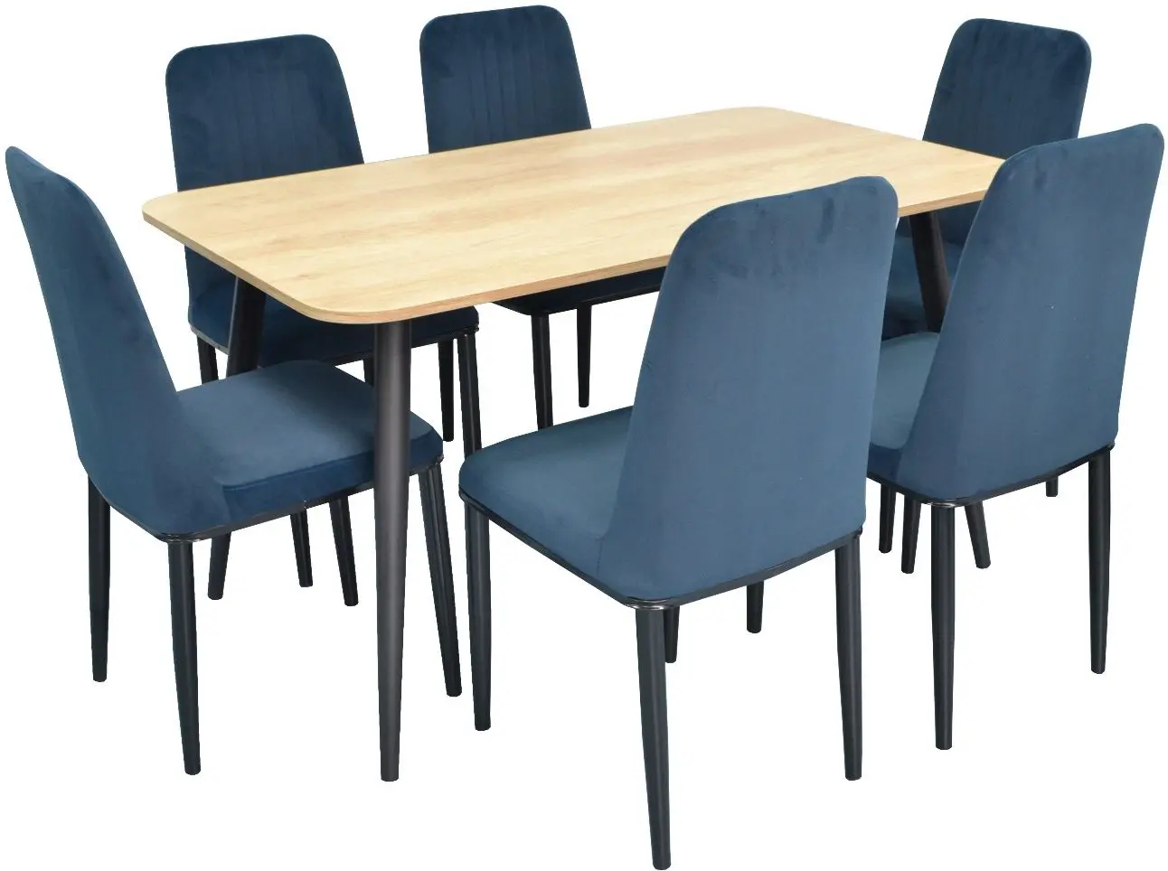 Set de sufragerie Evelin DT 405-2 + LC-619 B Wood/Blue (1+6)