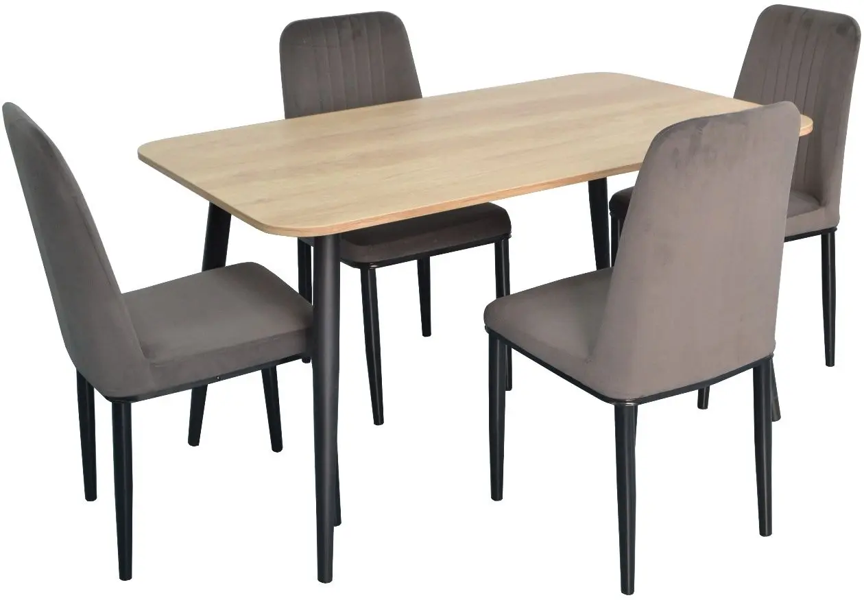 Set de sufragerie Evelin DT 405-2 + LC-619 B Wood/Grey (1+4)