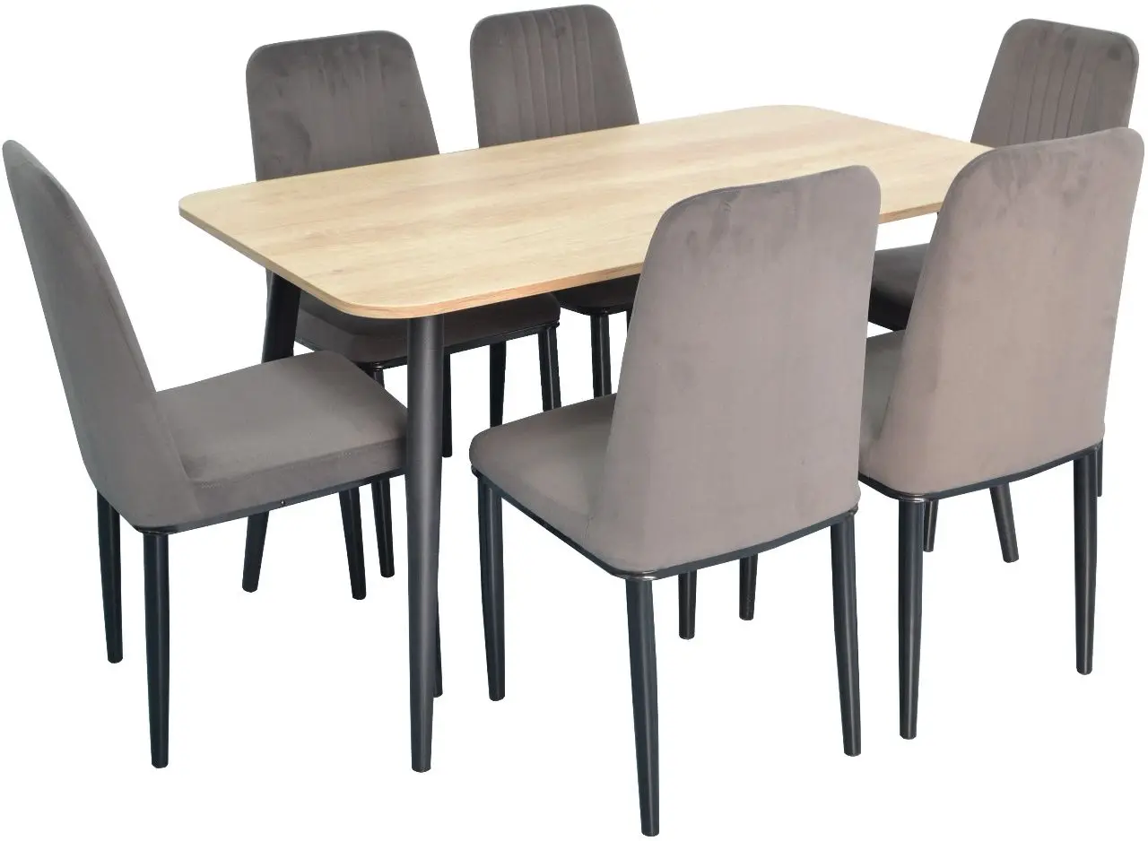 Set de sufragerie Evelin DT 405-2 + LC-619 B Wood/Grey (1+6)