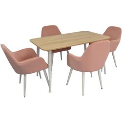 Set de sufragerie Evelin DT 405-2 + LC-621 Wh Wood/Pink (1+4)
