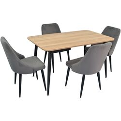 Set de sufragerie Evelin DT 405-2 + LC-640 B Wood/Dark Grey (1+4)