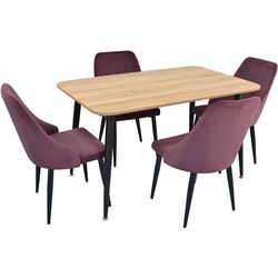 Set de sufragerie Evelin DT 405-2 + LC-640 B Wood/Lilac (1+4)