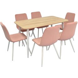 Set de sufragerie Evelin DT 405-2 + XR-154 Wh Wood/Pink (1+6)