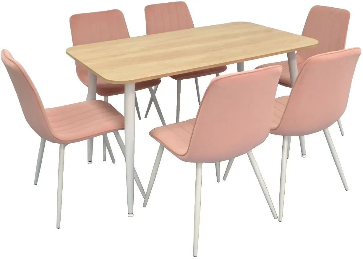 Set de sufragerie Evelin DT 405-2 + XR-154 Wh Wood/Pink (1+6)