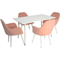 Set de sufragerie Evelin DT 405-3 + LC-621 Wh White/Pink (1+4)