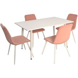 Set de sufragerie Evelin DT 405-3 + XR-154 Wh White/Pink (1+4)