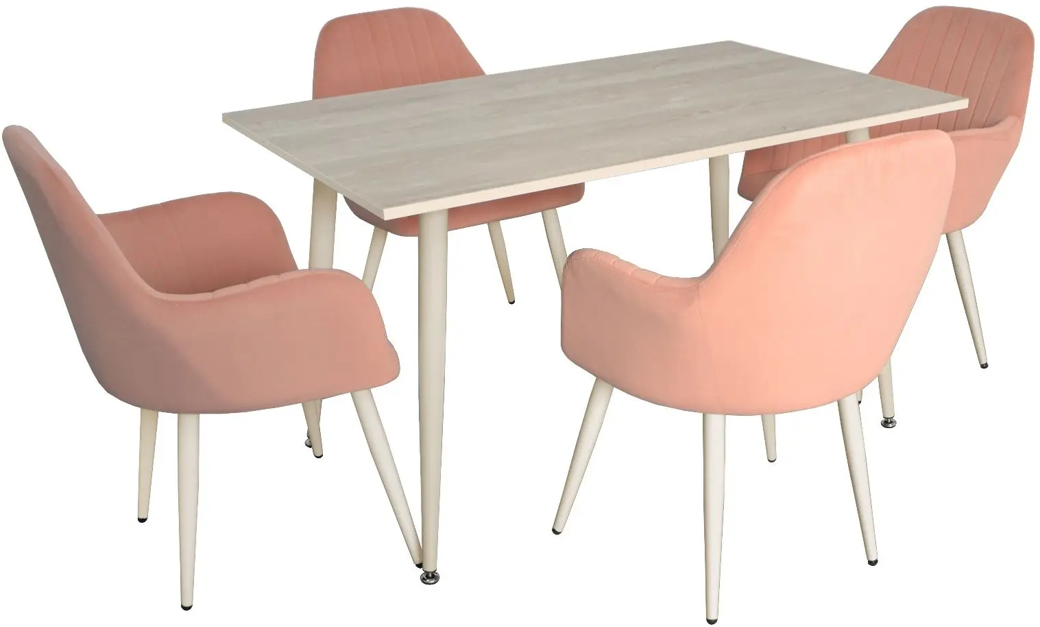 Set de sufragerie Evelin DT 405-4 + LC-621 Wh Wood White/Pink (1+4)