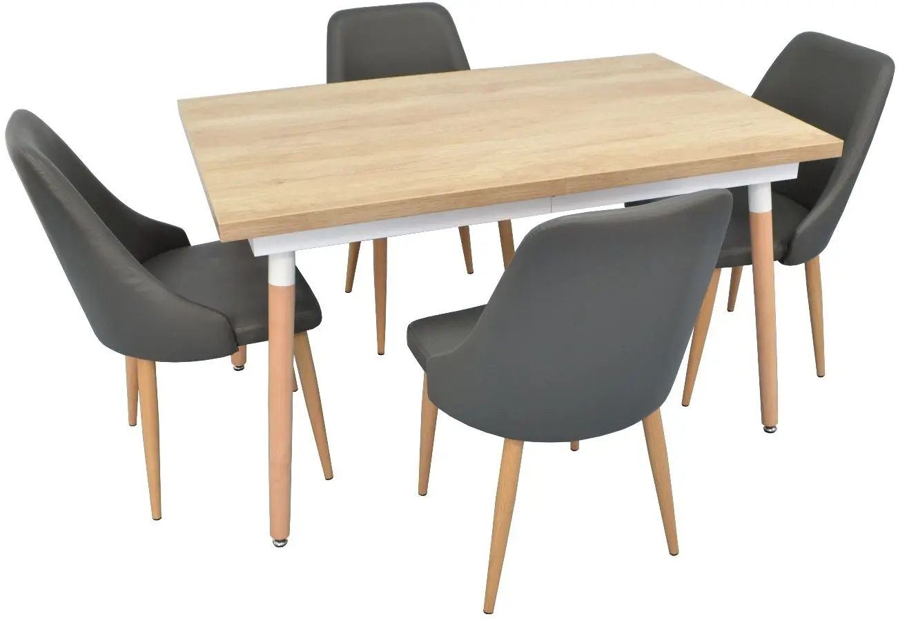 Set de sufragerie Evelin DT 433-2 + LC-640 Wood/Grey (1+4)