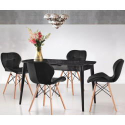 Set de sufragerie Fabrik Home Necoline Retro RM-1194 Aspect Marmura Neagra/Negru + Sunrise C-22 Black/Beech (1+4)