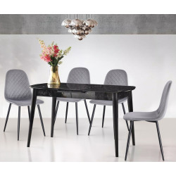 Set de sufragerie Fabrik Home Necoline Retro RM-1194 Aspect Marmura Neagra/Negru + Yasen DC 5010 Grey/Black (1+4)