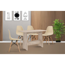Обеденный набор Fabrik Home Noroc №2 Sonoma Oak + Sunrise C-01 Beige/Beech (1+4)