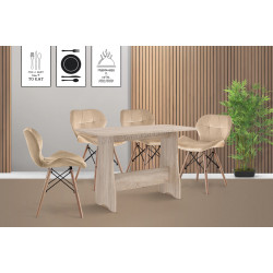 Set de sufragerie Fabrik Home Noroc №2 Sonoma Oak + Sunrise C-22 Beige/Beech (1+4)