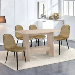 Set de sufragerie Fabrik Home Noroc №2 Sonoma Oak + Yasen С1703 HLR-12 Mustard/Black (1+4)