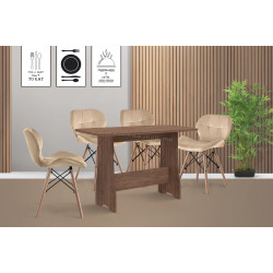 Set de sufragerie Fabrik Home Noroc №2 Stone Walnut + Sunrise C-22 Beige/Beech (1+4)