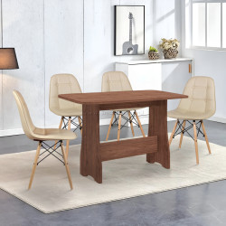 Set de sufragerie Fabrik Home Noroc №2 Stone Walnut + Sunrise C-24 PU Beige/Beech (1+4)