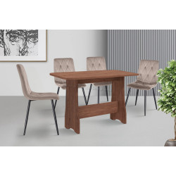 Set de sufragerie Fabrik Home Noroc №2 Stone Walnut + Yasen DC 5012 Dark Brown/Black (1+4)