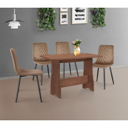 Set de sufragerie Fabrik Home Noroc №2 Stone Walnut + Yasen DC 5012 S Golden Brown/Black (1+4)