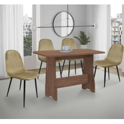 Set de sufragerie Fabrik Home Noroc №2 Stone Walnut + Yasen С1703 HLR-12 Mustard/Black (1+4)