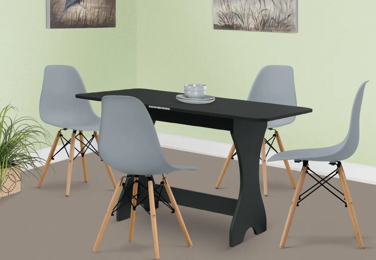 Set de sufragerie Fabrik Home Noroc Anthracite + Sunrise C-01 Gray/Beech (1+4)