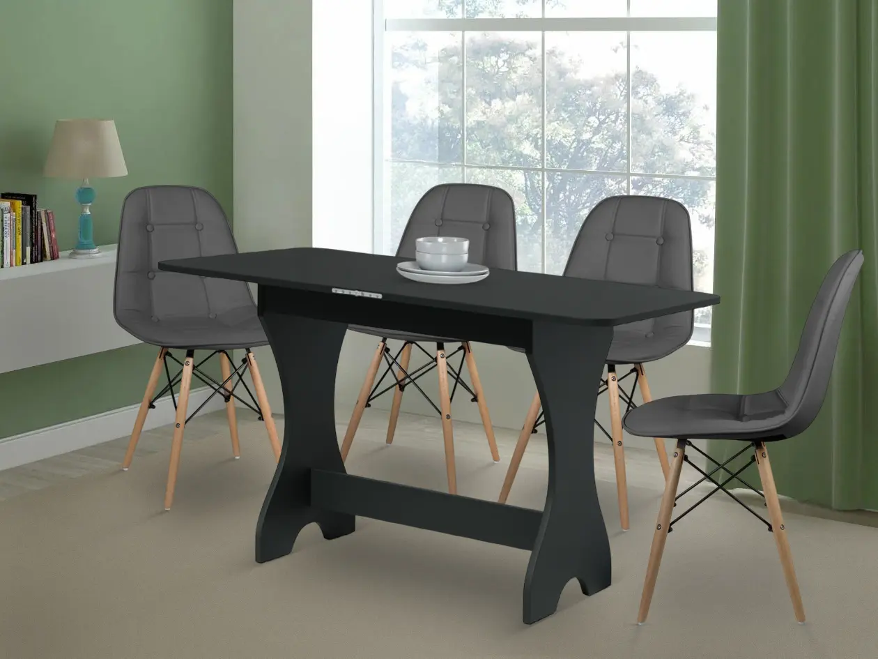 Set de sufragerie Fabrik Home Noroc Anthracite + Sunrise C-24 PU Gray/Beech (1+4)