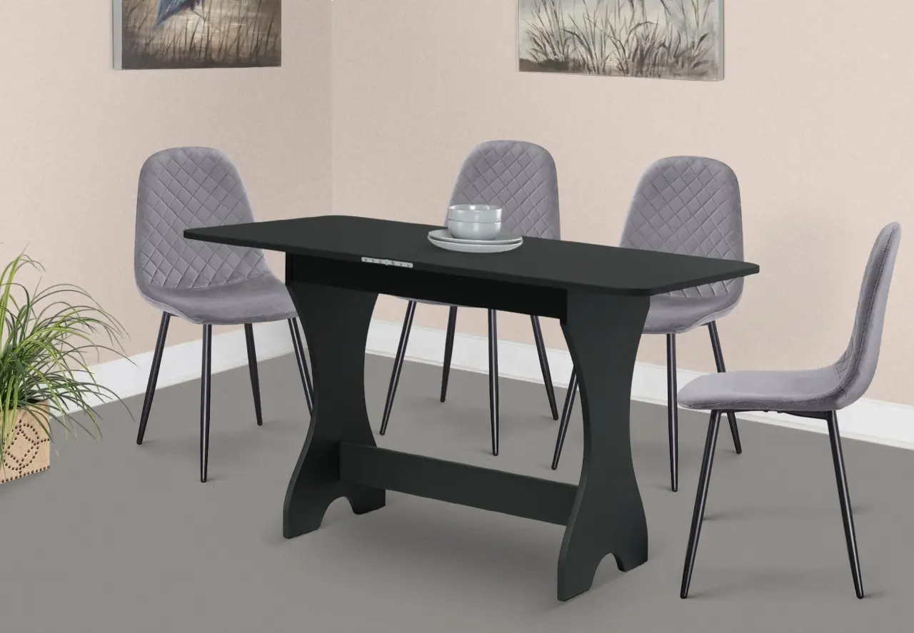 Set de sufragerie Fabrik Home Noroc Anthracite + Yasen DC 5010 Grey/Black (1+4)