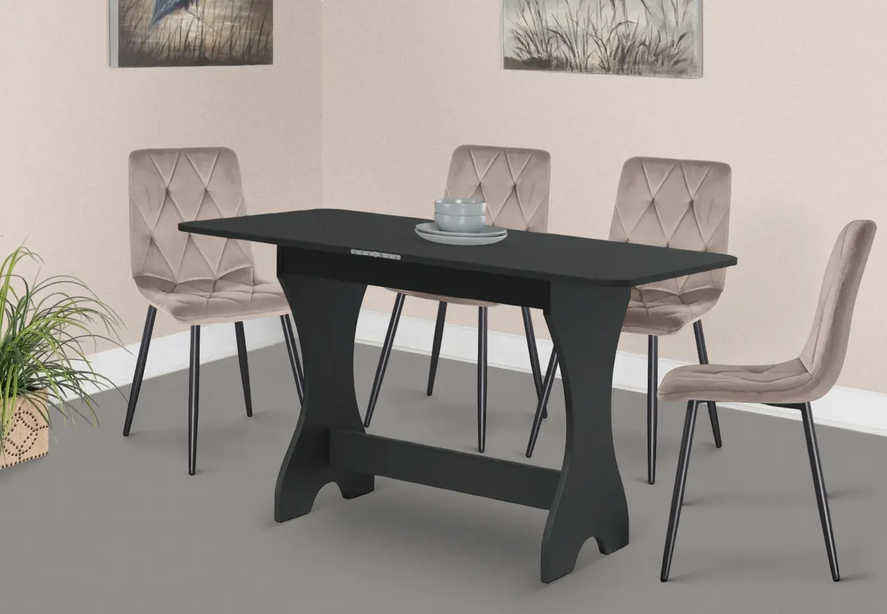 Обеденный набор Fabrik Home Noroc Anthracite + Yasen DC 5012 Dark Brown/Black (1+4)