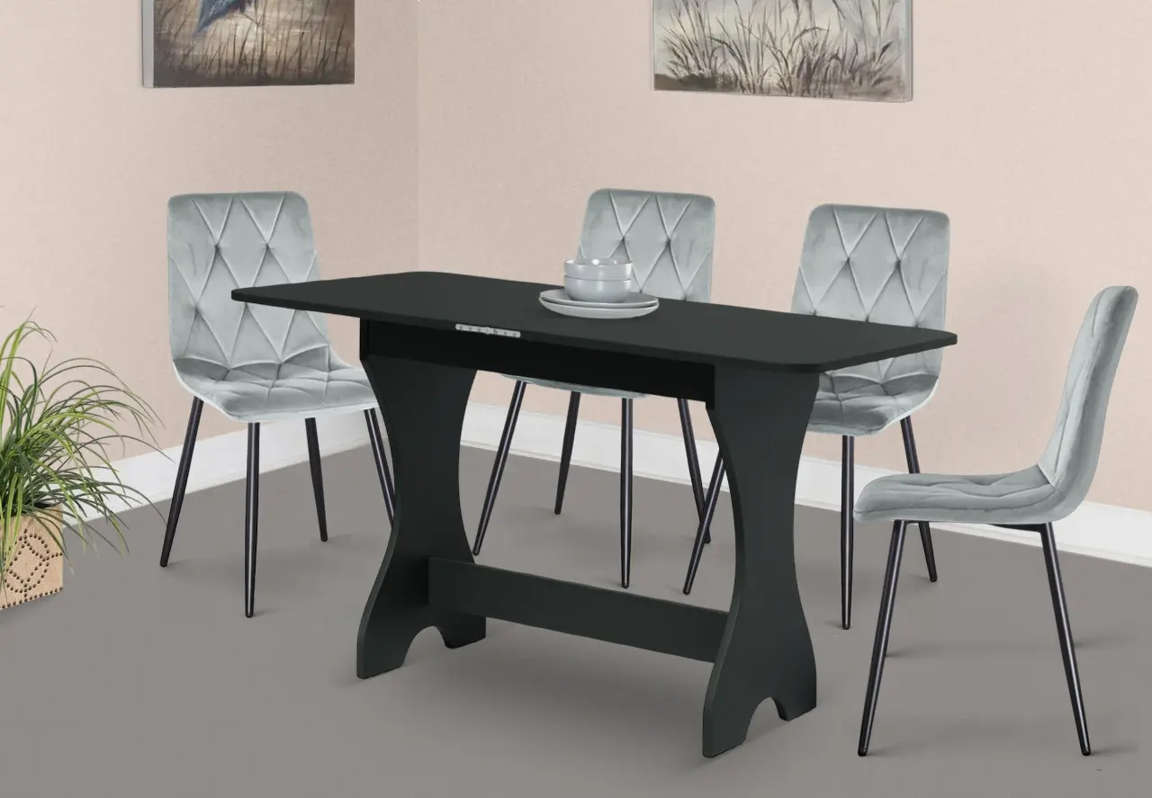 Set de sufragerie Fabrik Home Noroc Anthracite + Yasen DC 5012 Gray/Black (1+4)