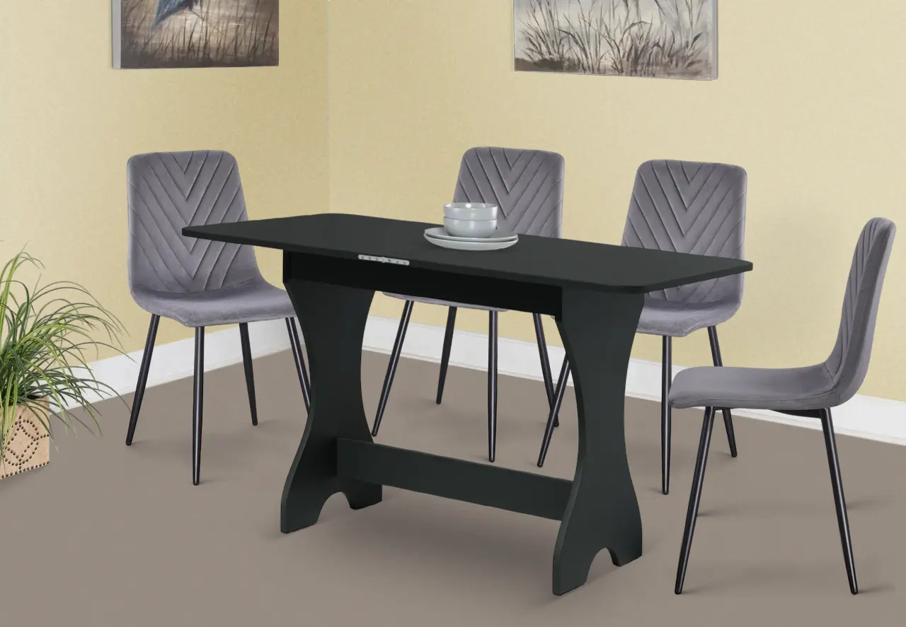 Set de sufragerie Fabrik Home Noroc Anthracite + Yasen DC 5012 S Grey/Black (1+4)