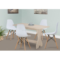 Set de sufragerie Fabrik Home Noroc Sonoma Oak + Sunrise C-01 White/Beech (1+4)