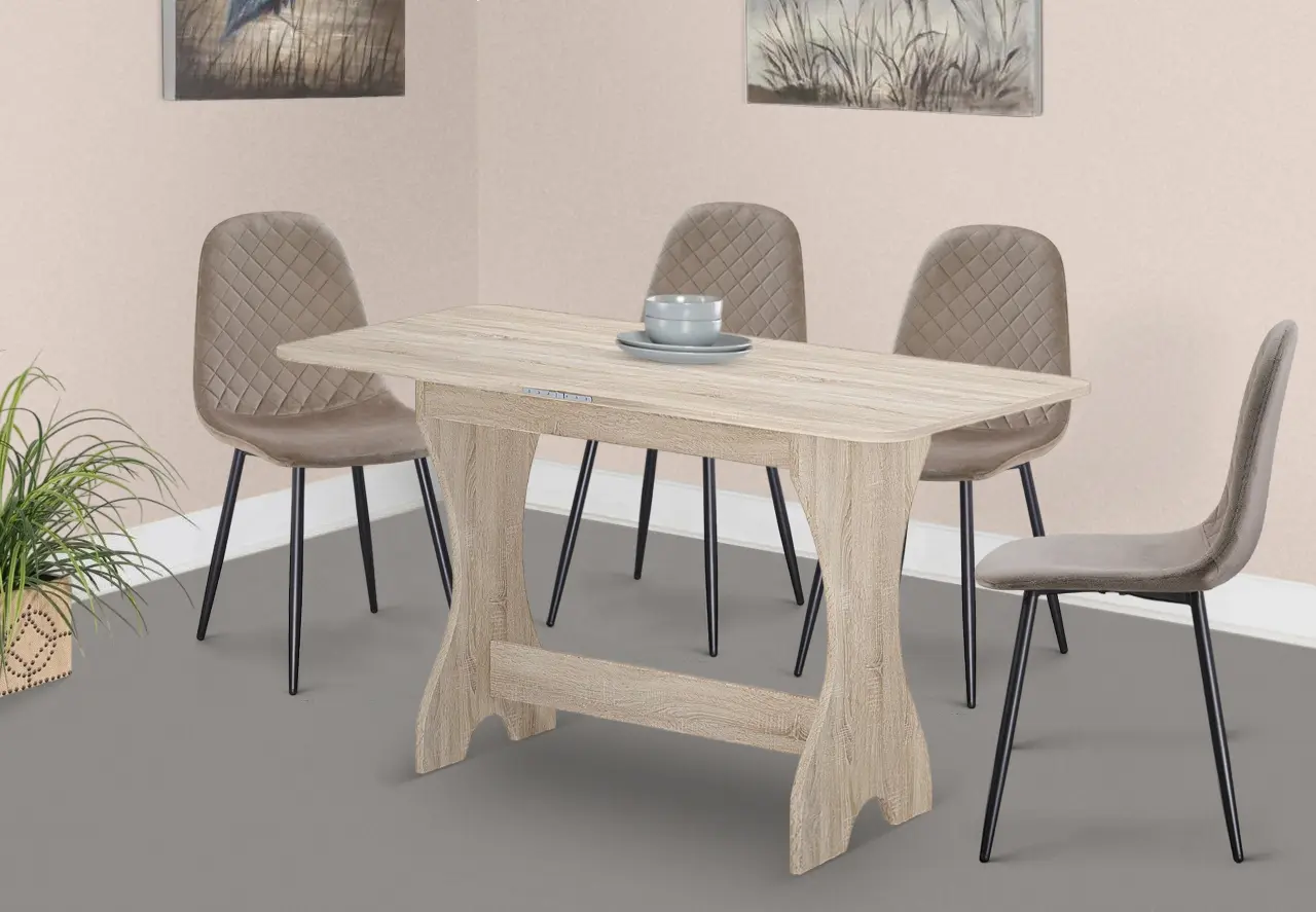 Обеденный набор Fabrik Home Noroc Sonoma Oak + Yasen DC 5010 Dark Brown/Black (1+4)