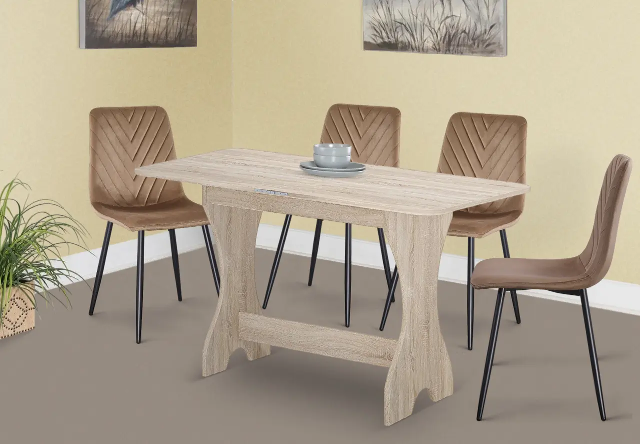 Обеденный набор Fabrik Home Noroc Sonoma Oak + Yasen DC 5012 S Golden Brown/Black (1+4)