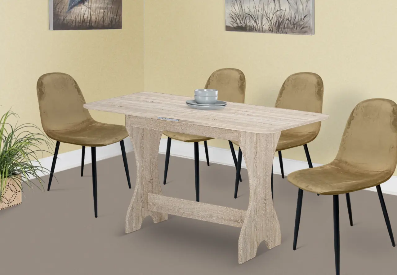 Set de sufragerie Fabrik Home Noroc Sonoma Oak + Yasen С1703 HLR-12 Mustard/Black (1+4)