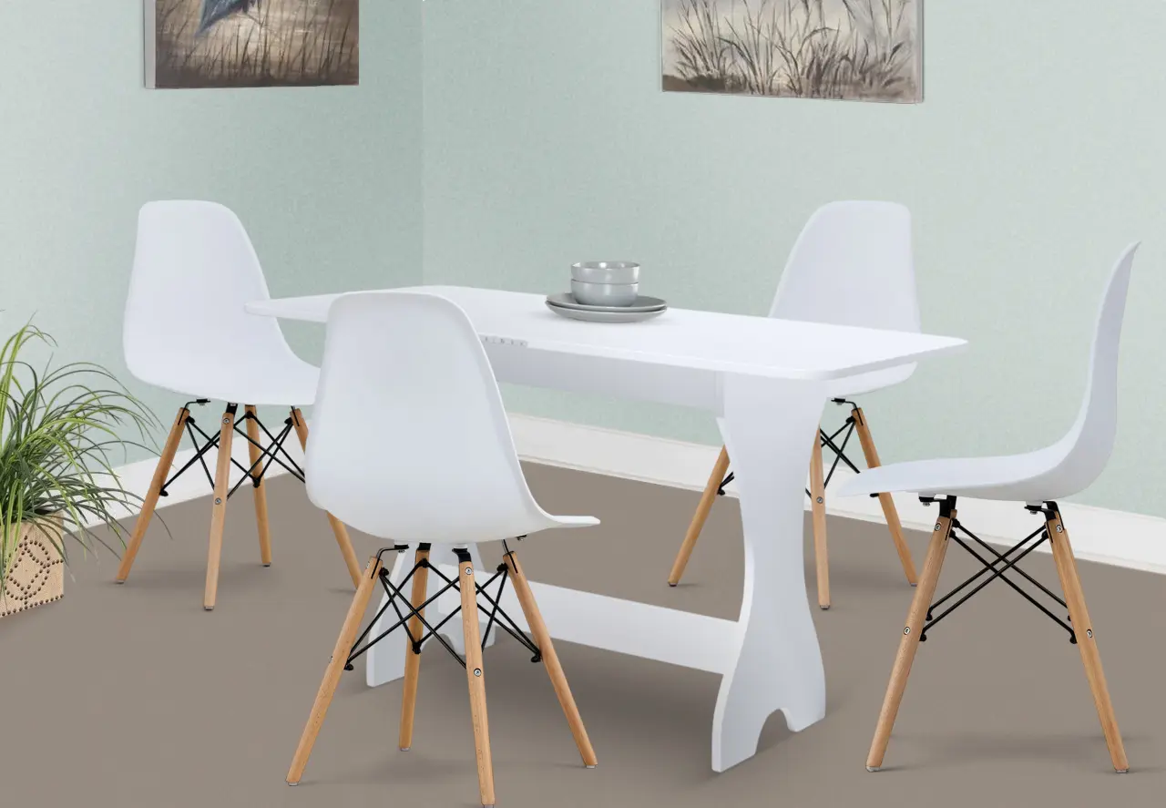 Обеденный набор Fabrik Home Noroc White Ash + Sunrise C-01 White/Beech (1+4)