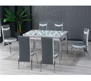 Set de sufragerie Fabulous 0131 80x130cm 1+6 (Gray/White/Red)