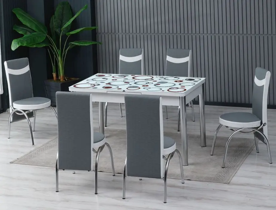 Обеденный набор Fabulous 0131 80x130cm 1+6 (Gray/White/Red)