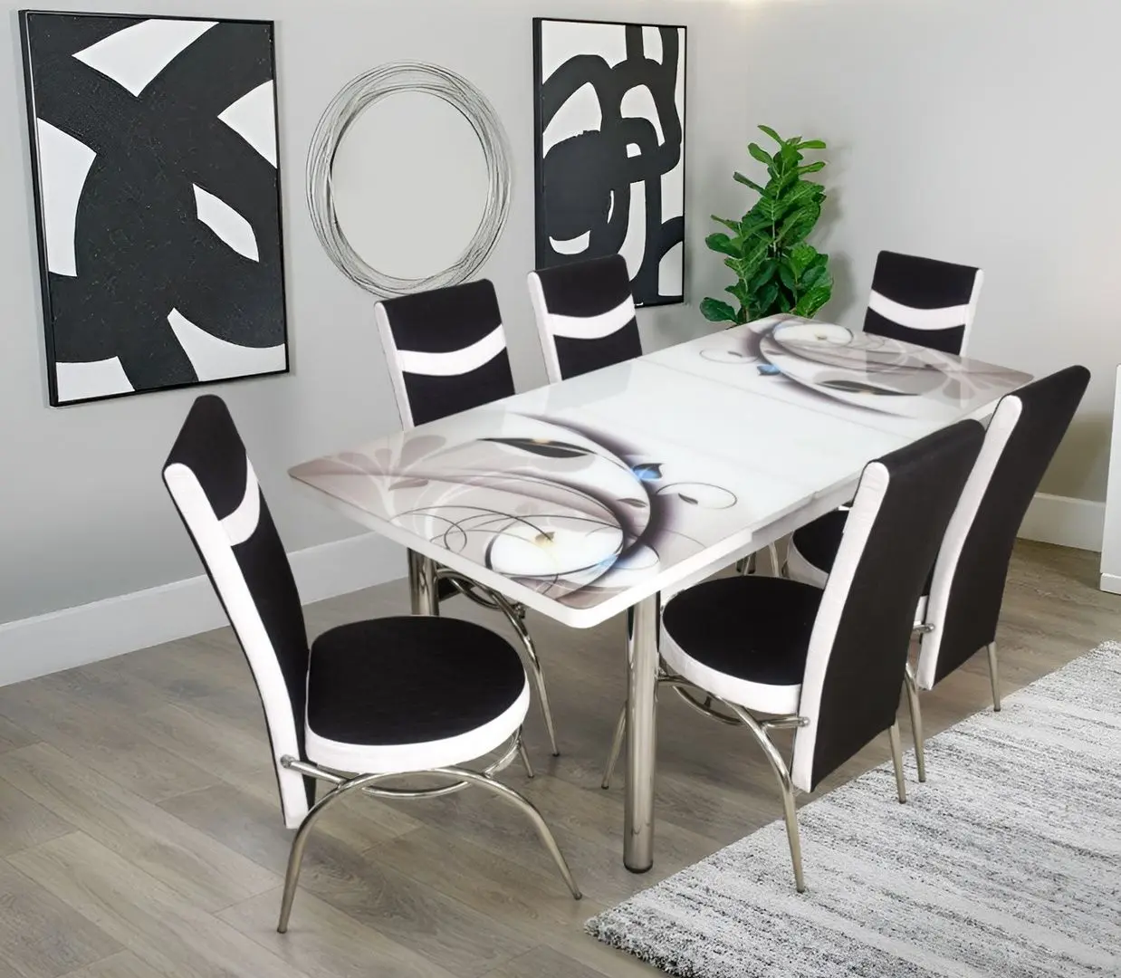 Обеденный набор Fabulous 0656 80/130 Black/White (1+6)