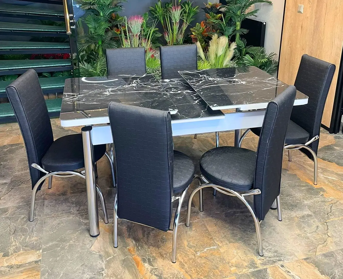 Set de sufragerie Fabulous 1144 80/130 Black Marble (1+6) - 2