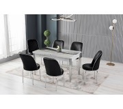 Set de sufragerie Fabulous 1216 80x130cm 1+6 (Black/White/Chrome)