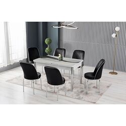 Set de sufragerie Fabulous 1216 80x130cm 1+6 (Black/White/Chrome)