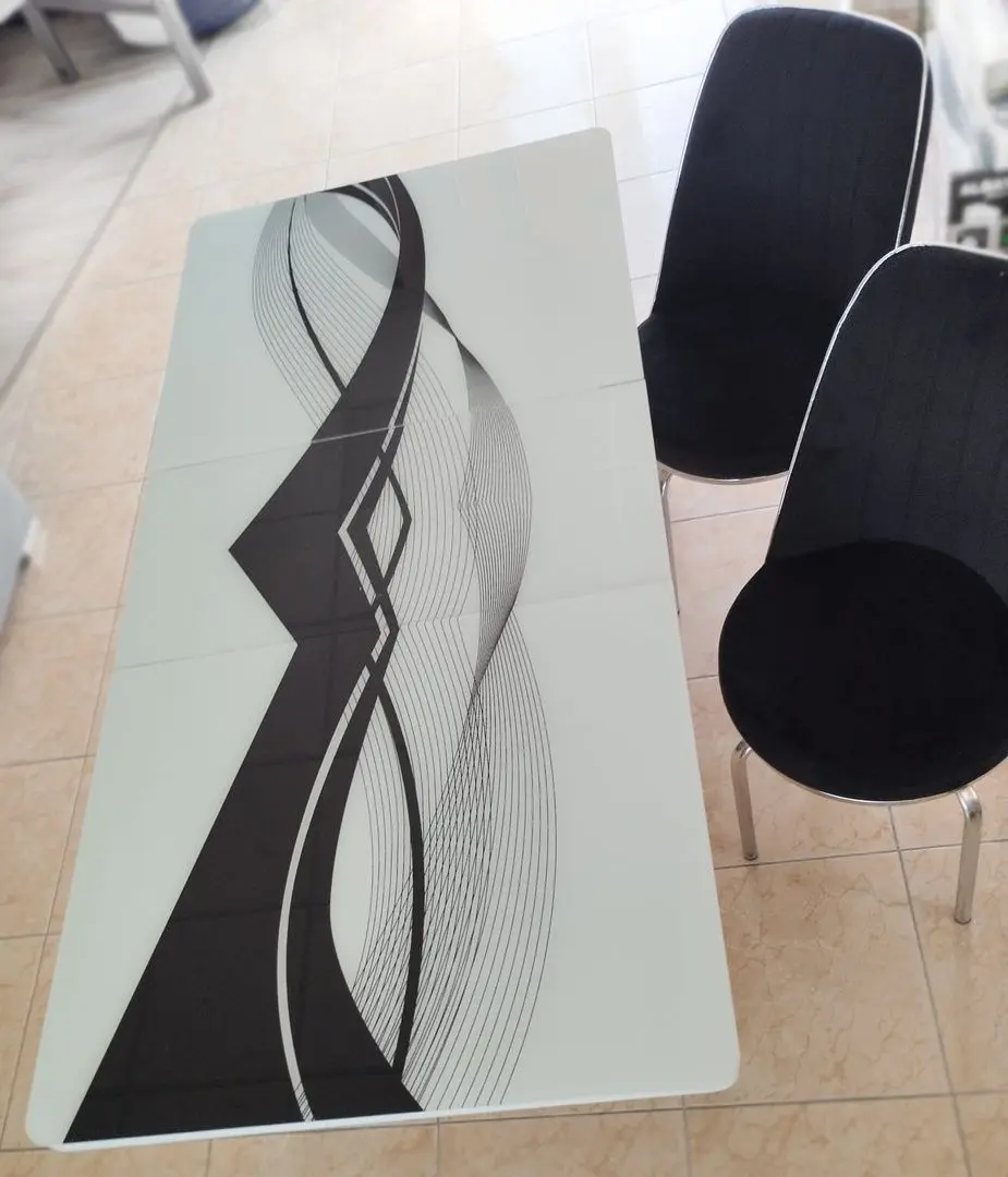 Set de sufragerie Fabulous 1216 80x130cm 1+6 (Black/White/Chrome) - 4