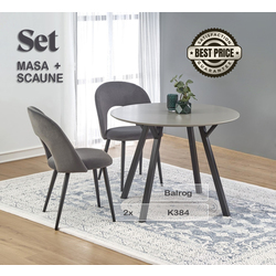 Set de sufragerie Halmar Balrog Black/Light Grey + K384 Grey (1+2)