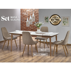Set de sufragerie Halmar Barret 90-190cm White Matt/Lefkas Oak + K285 Beige (1+4)