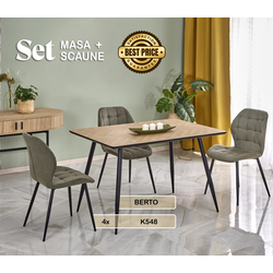 Set de sufragerie Halmar Berto Natural Oak/Black + K548 Olive/Black (1+4)