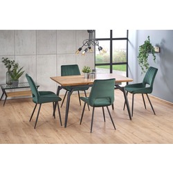 Обеденный набор Halmar Cambell 140/180x80cm Natural Oak/Black + K404 Green Dark (1+4) Thumb