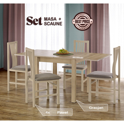Set de sufragerie Halmar Gracjan Sonoma Oak + Pawel Sonoma Oak/Beige (1+4)